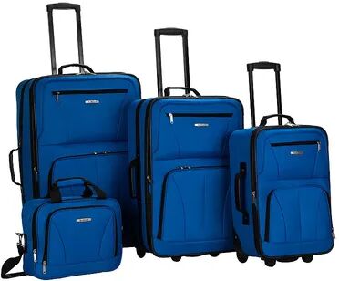 Rockland 4-Piece Wheeled Luggage Set, Blue, 4 PC SET