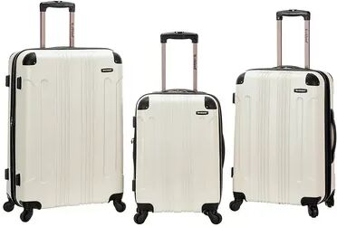 Rockland 3-Piece Hardside Spinner Matte Luggage Set, White, 3 Pc Set