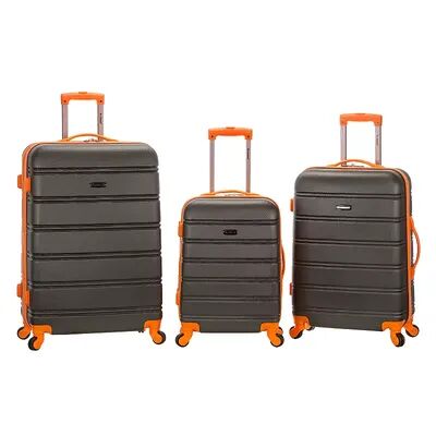 Rockland Melbourne Textured 3-Piece Hardside Spinner Luggage Set, Grey, 3 Pc Set