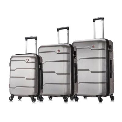 Dukap Rodez 3-Piece Hardside Spinner Luggage Set, Silver