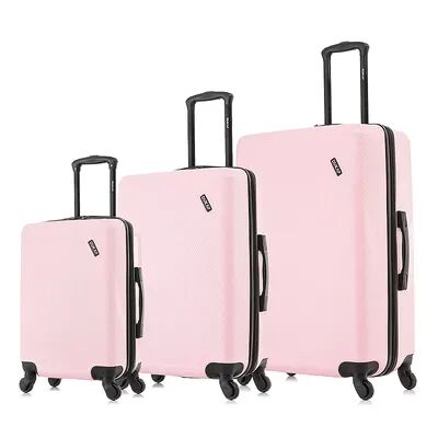 Dukap Discovery 3-Piece Hardside Spinner Luggage Set, Pink, 3 Pc Set