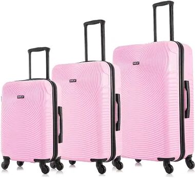 Dukap Inception 3-Piece Hardside Spinner Luggage Set, Pink, 3 Pc Set