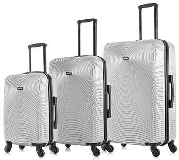 Dukap Inception 3-Piece Hardside Spinner Luggage Set, Silver, 3 Pc Set