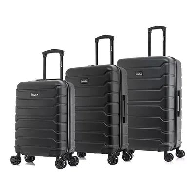 InUSA Trend 3-Piece Hardside Spinner Luggage Set, Black, 3 Pc Set