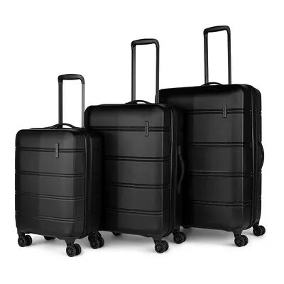 Swiss Mobility LAX 3-Piece Hardside Spinner Luggage Set, Black, 3 Pc Set