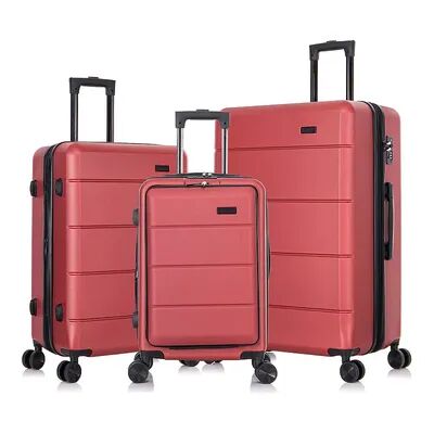 InUSA Elysian 3-Piece Hardside Spinner Luggage Set, Red, 3 Pc Set