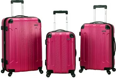 Rockland 3-Piece Hardside Spinner Matte Luggage Set, Red, 3 Pc Set