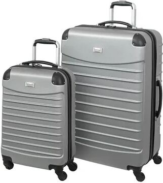 Geoffrey Beene 2-Piece Hardside Spinner Luggage Set, Silver, 28 INCH