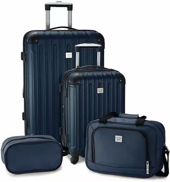 Geoffrey Beene Colorado 4-Piece Hardside Spinner Luggage Set, Blue, 26 INCH