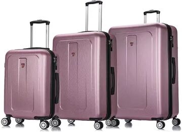 Dukap Crypto 3-Piece Hardside Spinner Luggage Set, Pink