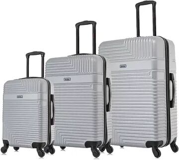 InUSA Resilience 3-Piece Hardside Spinner Luggage Set, Silver, 3 Pc Set