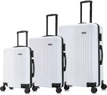 Dukap Stratos 3-Piece Hardside Spinner Luggage Set, White, 3 Pc Set