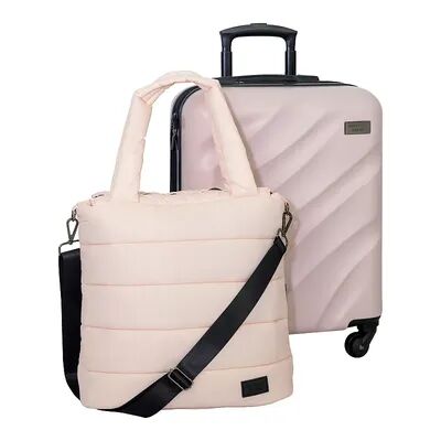 Geoffrey Beene 2-Piece 20-Inch Carry-On Hardside Luggage and Tote Bag Set, Pink, CARRY ON