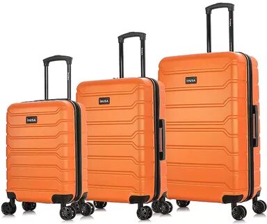 InUSA Trend 3-Piece Hardside Spinner Luggage Set, Orange, 3 Pc Set