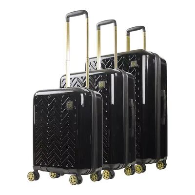 ful Grove 3-Piece Hardside Spinner Luggage Set, Black, 3 Pc Set