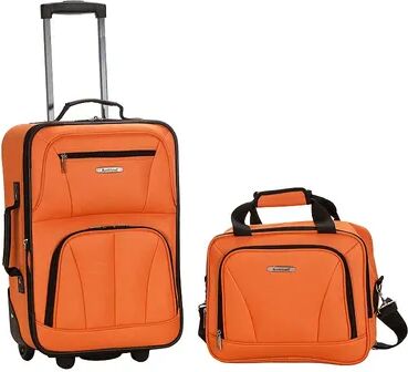 Rockland 2-Piece Wheeled Luggage Set, Orange, 2 Pc Set