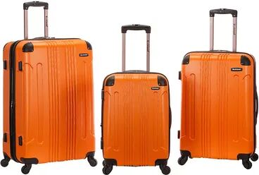 Rockland 3-Piece Hardside Spinner Matte Luggage Set, Orange, 3 Pc Set