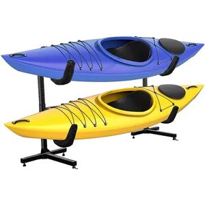 RaxGo Kayak Storage Rack, Indoor & Outdoor Freestanding Storage for 2 Kayak, Grey