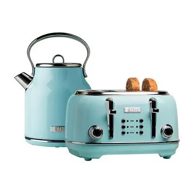 Haden Stainless Steel Retro Toaster & 1.7 Liter Stainless Steel Electric Kettle, Brt Blue