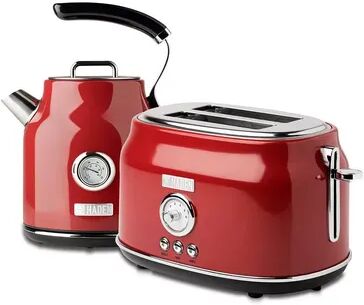 Haden Stainless Steel Retro Toaster & 1.7 Liter Stainless Steel Electric Kettle, Brt Red