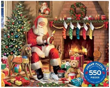 Ceaco Santa by the Fireplace 550-Piece Jigsaw Puzzle, Multicolor