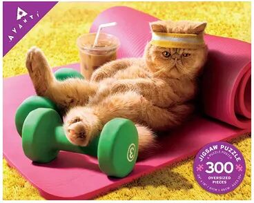 Ceaco Fitness Cat 300-Piece Jigsaw Puzzle, Multicolor