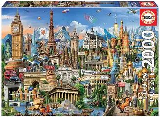 EDUCA Europe Landmarks 2000-Piece Puzzle, Multicolor