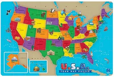 Educational Insights USA Foam Map Puzzle, Multicolor