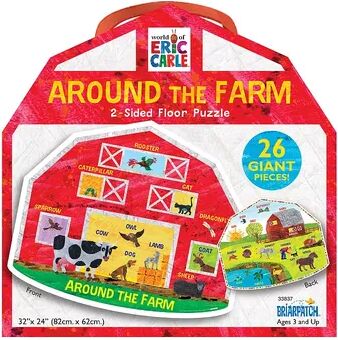 Briarpatch 26-Piece The World of Eric Carle Around the Farm 2-Sided Floor Puzzle, Multicolor