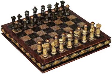 Stella & Eve Faux Marble Chess Board 33-piece Set, Brown