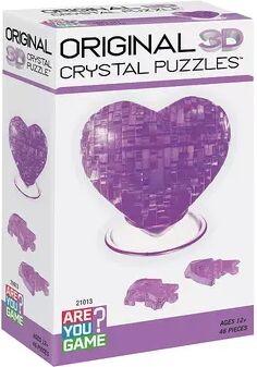 AreYouGame 46-Piece 3D Purple Heart Crystal Puzzle, Multicolor