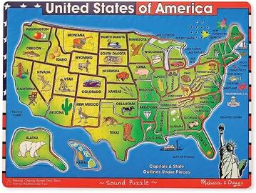 Melissa & Doug USA Map Sounds Wood Puzzle, Multicolor