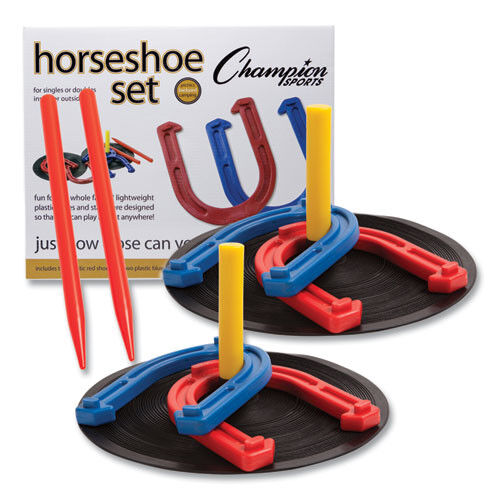 Champion Sports Indoor/outdoor Rubber Horseshoe Set, 4 Rubber Horseshoes, 2 Rubber Mats, 2 Plastic Dowels ( CSIIHS1 )