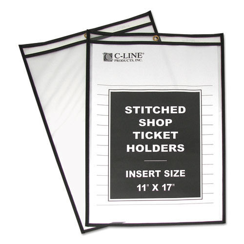 C-Line Shop Ticket Holders, Stitched, Both Sides Clear, 75", 11 X 17, 25/box ( CLI46117 )