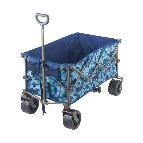 Bliss Hammocks Collapsible Garden Cart Beach Wagon - Blue Flowers