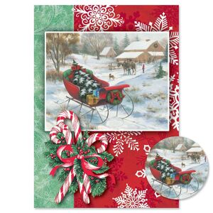 Colorful Images Bringing Home the Tree Christmas Cards - Personalized
