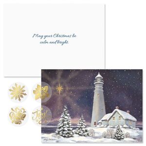 Colorful Images December Light Foil Christmas Cards - Personalized