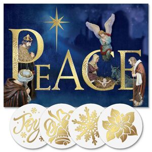 Colorful Images Peace Nativity Foil Christmas Cards - Personalized Personalized Cards