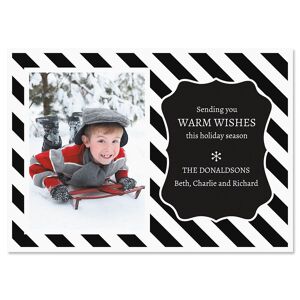 Colorful Images Black and White Stripe Photo Christmas Cards - 80 Count