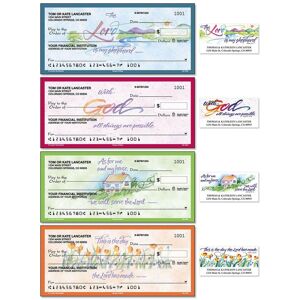 Colorful Images Verses of Virtue Personal Single Checks With Matching Address Labels