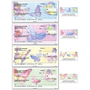 Colorful Images Watercolor Wings Personal Duplicate Checks With Matching Address Labels