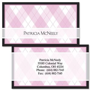Colorful Images Pink & Black Argyle Double-Sided Business Cards