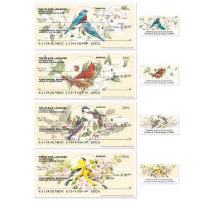 Colorful Images Birds & Blossoms Personal Single Checks With Matching Address Labels