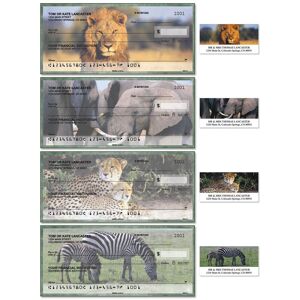 Colorful Images Wildlife of Africa Personal Duplicate Checks with Matching Address Labels