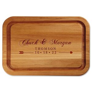 Current Catalog Heart Bow Arrow Engraved Wood Cutting Board