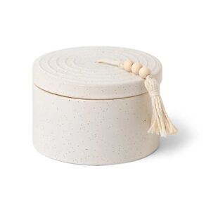 Paddywax Cypress + Fir - 10 oz. White Speckled Beaded Ceramic Candle