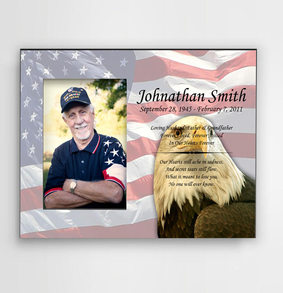 Perfect Memorials American Flag and Eagle Infinite Impression Memorial Frame 4x6