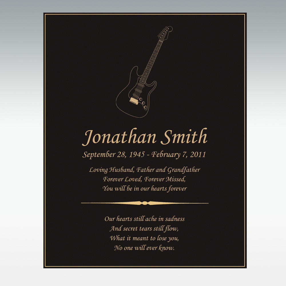 Perfect Memorials Electric Guitar Book Plaque Only