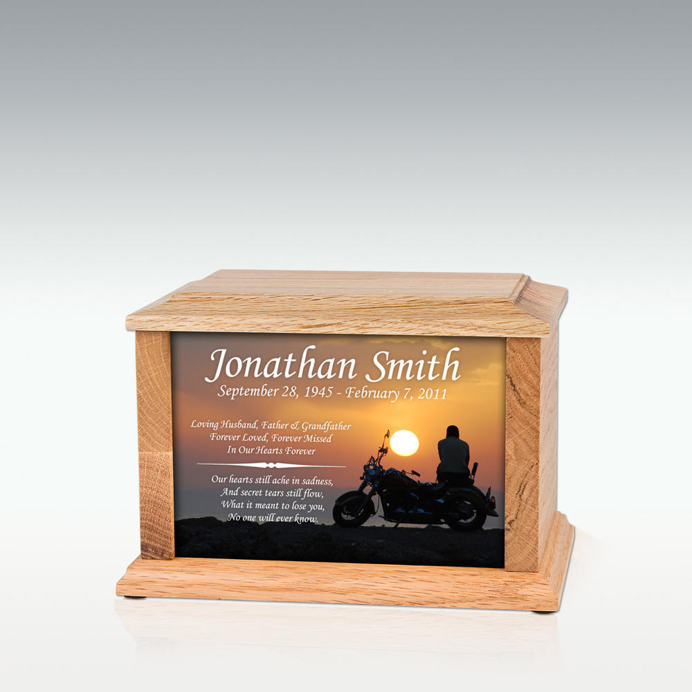 Perfect Memorials Small Oak Motorcycle Infinite Impression Cremation Urn