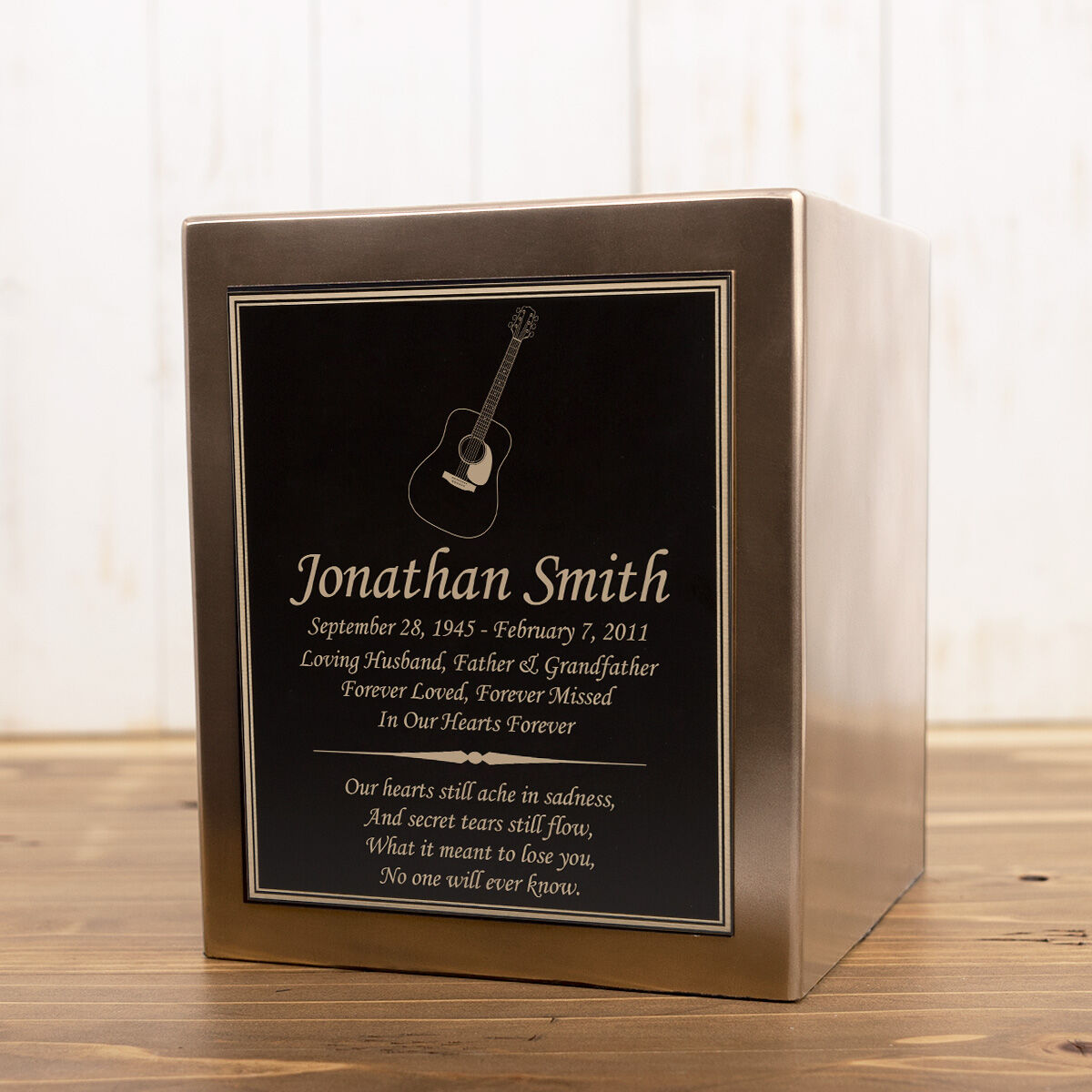 Perfect Memorials Acoustic Guitar Seamless Bronze Cube Resin Cremation Urn